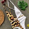 Luxurious Leopard One Piece Bikini Bathing Patchwork Padded Deep V Bandage Halter Swimsuit
