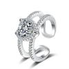 Koreanischer Stil S925 Sterling Silber Zirkon Herz Doppelring: Luxus, High-End-Design für Damen