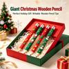 Wooden Big Pencil Christmas Pattern Christmas Giant Pencil Oversized Wooden Pencil  Photo Prop