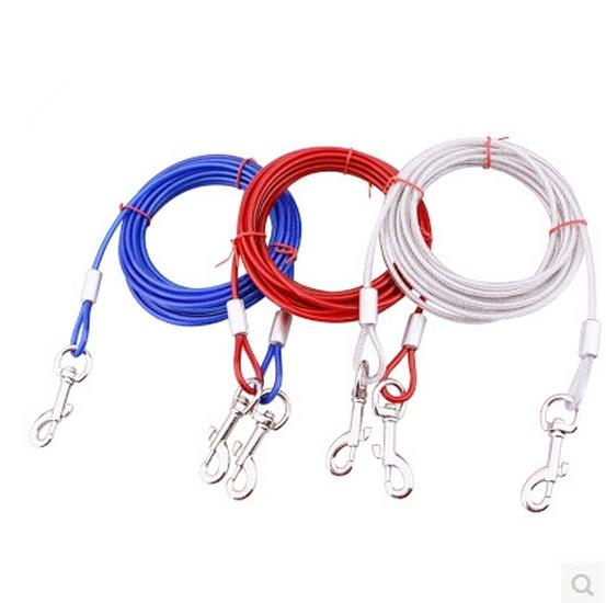 Double-Headed Iron Dog Leash with Steel Wire Rope for Two Dogs