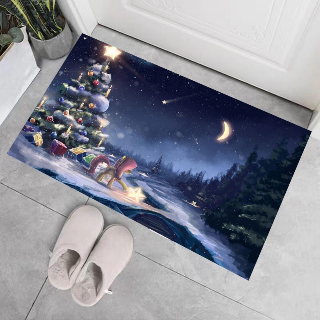 Winter-Haushalts-Samt-Fußmatten für den Eingangsbereich, Weihnachtstür, rutschfeste Matten, Eingangsmatten, schmutzabweisende, saugfähige Haushaltsdecken