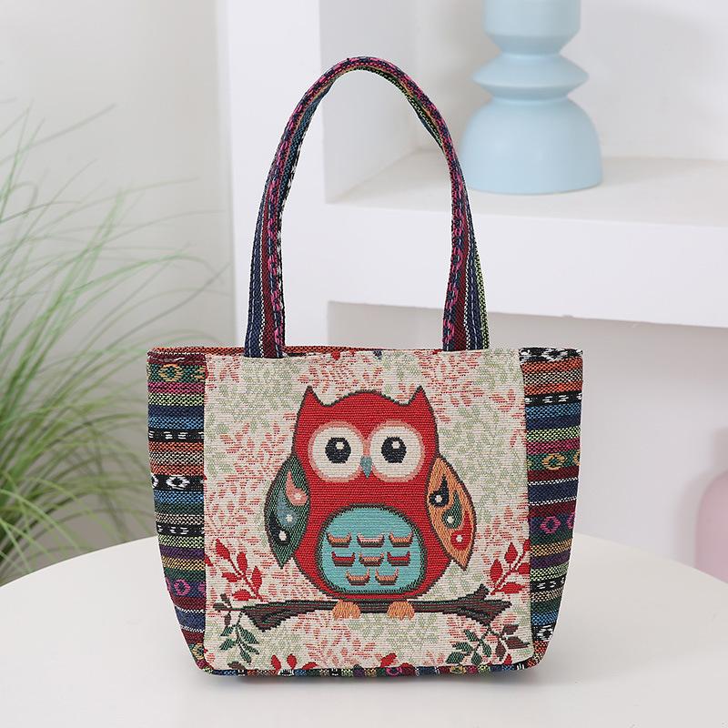 Geantă Elefant Bufniță Iepure Geantă din Pânză Jacquard Brodată Față-Verso Durabilă și Rezistentă Lucru Manual Geantă de Mână pentru Femei