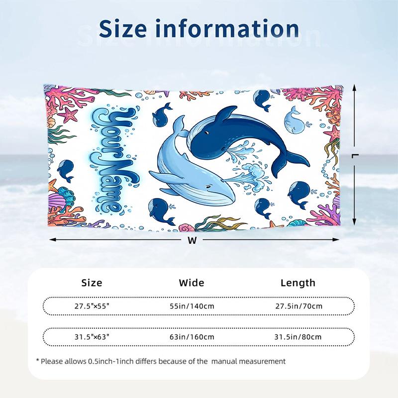 Adventure Travel Theme Beach Towel Personalized Custom Name & Text Soft Quick Dry Beach Towel for Swimming Travel