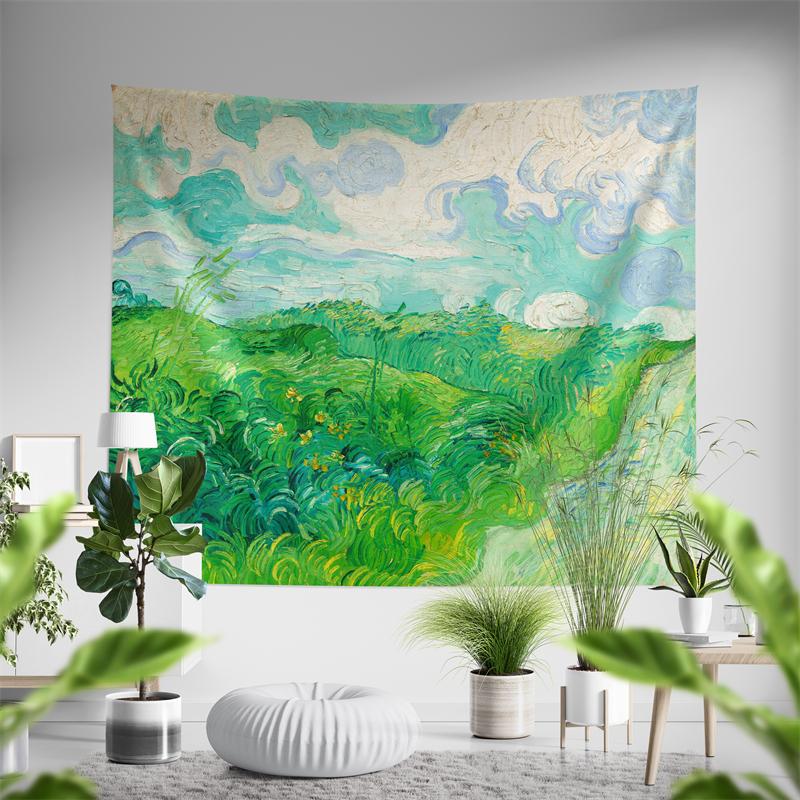 

Aertemisi Green Wheat Fields Auvers 1890 Tapestry Wall Hanging Art for Bedroom Living Room College Dorm Party Backdrop Home 74x94cm(29x37in)