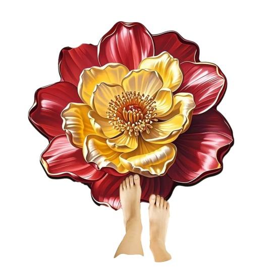 3D Flower Floor Realistic Floral Flower Shape Area Rug Bathroom Rug Decorative Mat Non-Slip