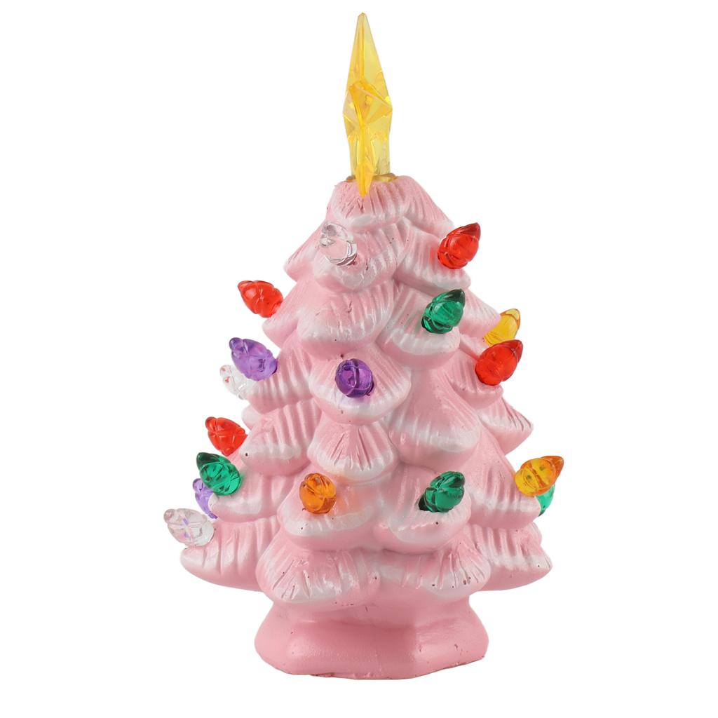 Resin Xmas Tree 4 Inch Colorful Miniature Xmas Tree Figurine Holiday Decoration for Window Yard Display