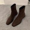 Coarse Heel Suede Korean Small Ankle Boots Women's Shoes 2025 New Autumn and Winter Velvet Martin Boots Fashionable Thin Short Boots