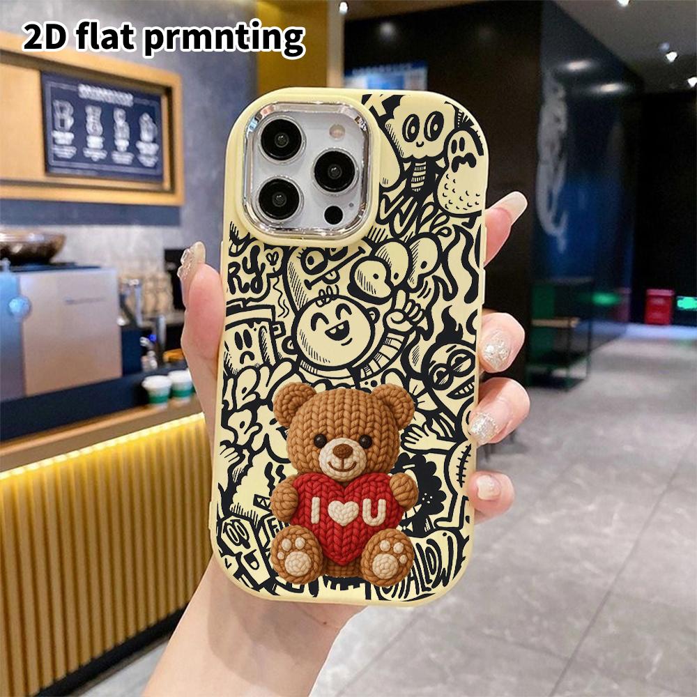 Phone Case: 2D Flat Design Suitable for iPhone 18 17 16 15 14 13 Pro Protective Case, Couple Style, Wool Bear, Christmas and Halloween Gift