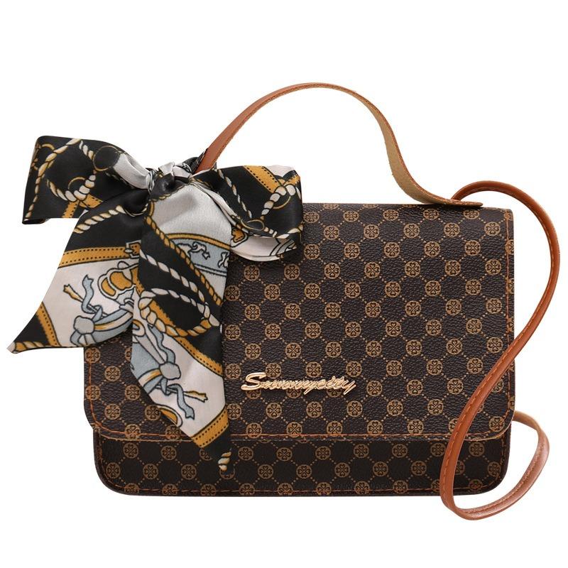 Simple Women's Bag, New Small Square Bag, Fashionable Silk Scarf Printed Handbag, One Shoulder Bag.