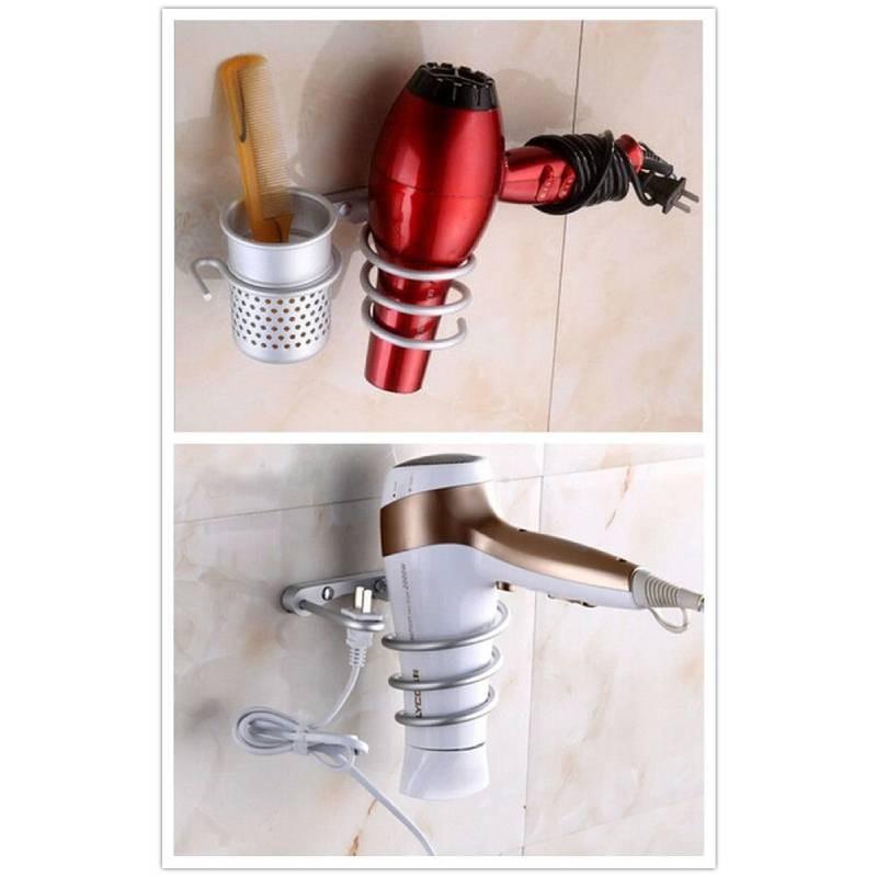 Hair Spiral Blow Dryer Stand Flat Holder Wall Mounted Hang Organizer Supplies