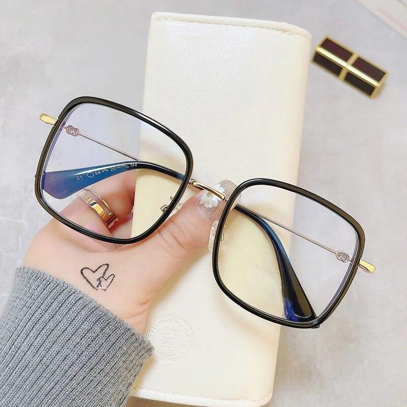 Anti-blue Light Myopia Glasses Square Short-sighted Eyeglasses Vintage Clear Lens Near Sight Eyewear Women Diopter 0 To -6.0