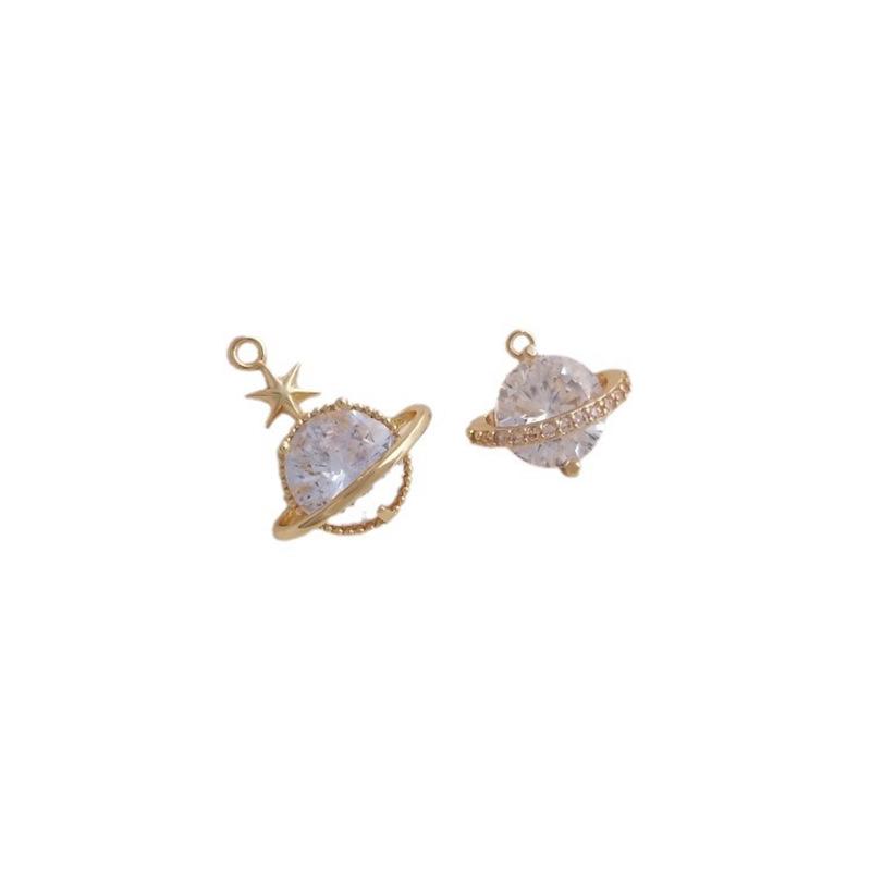 14K Gold-Filled Zircon Planet Charm Pendant for DIY Jewelry: Bracelets, Earrings, Necklaces