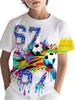 67 Digital Football Print Children's T-Shirt Boys Girls Fashion Casual Comfortable Round Neck Short-Sleeved T-Shirt Sporty Top