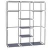 69" Portable Clothes Closet Non-Woven Fabric Wardrobe Double Rod Storage Organizer Gray