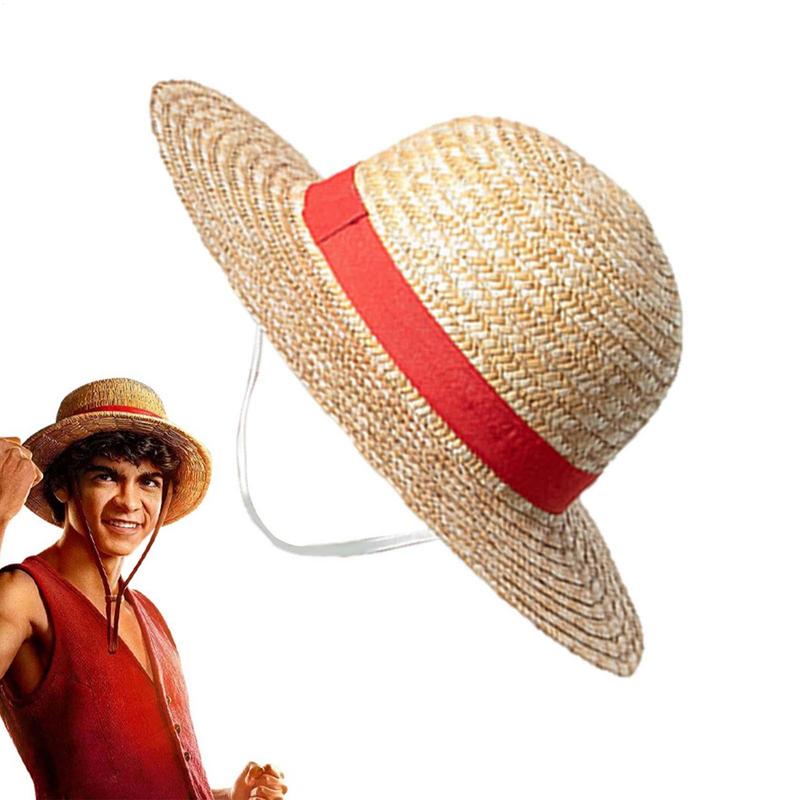Straw Hat for Men Women, Multifunctional Luffy Cosplay with String Sun Beach Party Travel Performance Costume Straw Caps