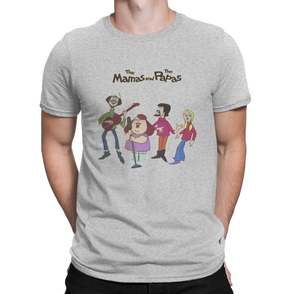 Men's Mamas And Papas T Shirt Woodstock 1969 Cotton Clothes Funny Short Sleeve Crew Neck Tees Printed T-Shirts