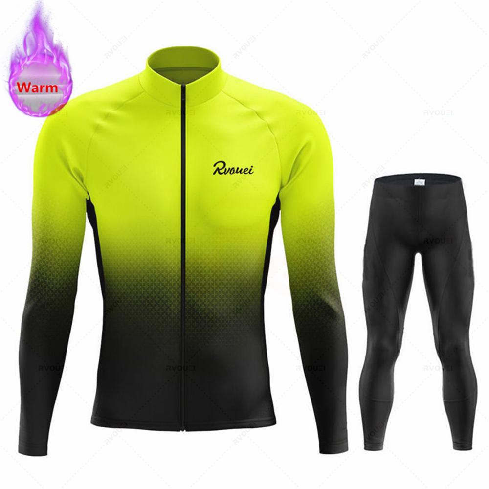 Roșu Cald 2023 Set de Ciclism de Iarnă Rvouei Bărbați Haine Bicicletă MTB Lână Termică Tricouri Bicicletă Haine Costum Maillot Ropa Ciclismo