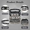 Bracelet for Man Punk Rock Studded Bracelets Black Leather Cuff Bracelet for Men Women Adjustable Goth Bracelets 80s Retro Style