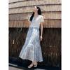 Jiu Zi·Anna Kou Women's Paisley Print Ramie Lyocell Long Skirt
