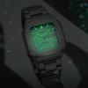 Luxury Men's Quartz Watch Square Case Day Date Display Stainless Steel Wristwatch