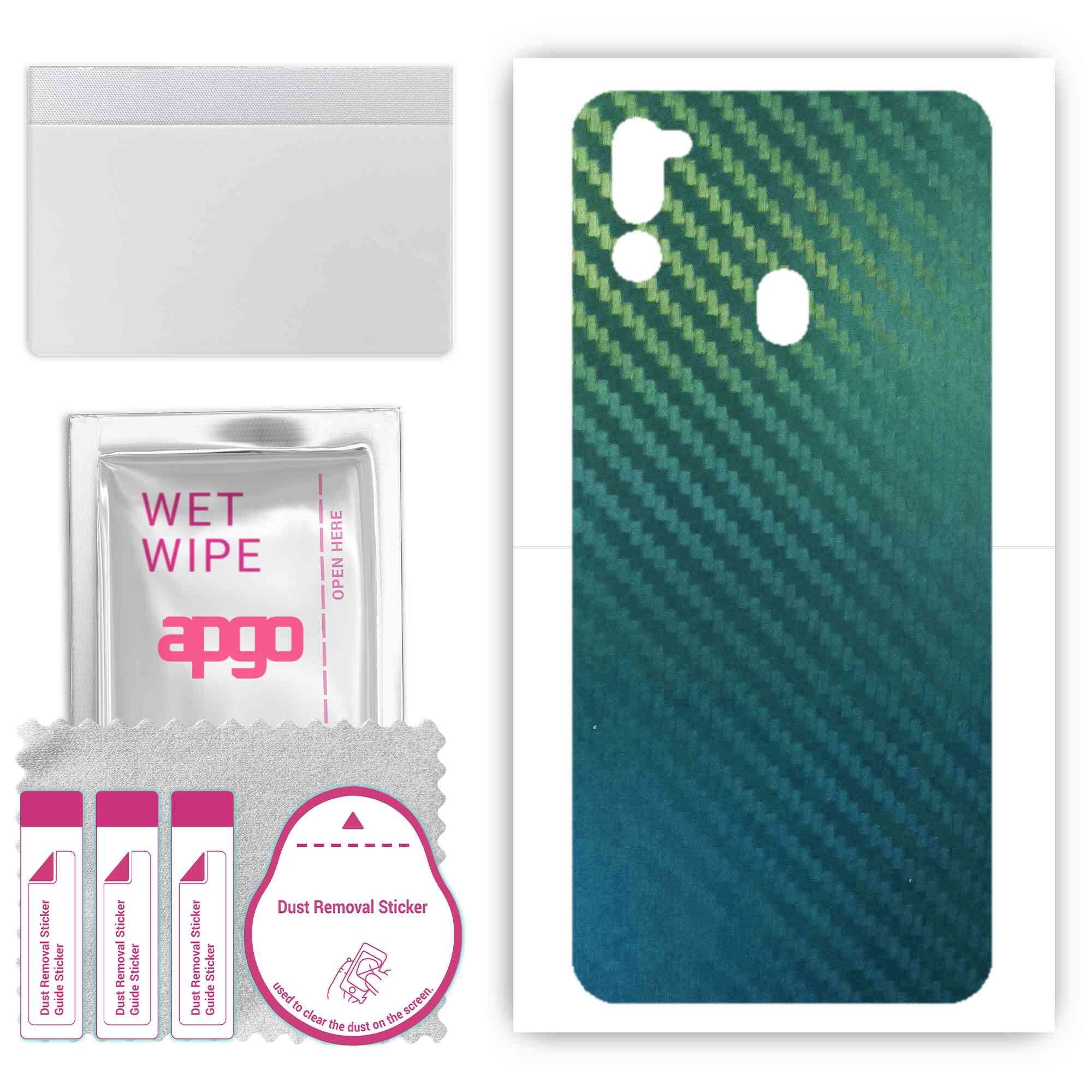 

apgo Protective Skin Sticker for the back compatible with Samsung Galaxy M21 2021, Wrap Film, Foil, Vinyl - Pattern Carbon Chameleon CAKA1