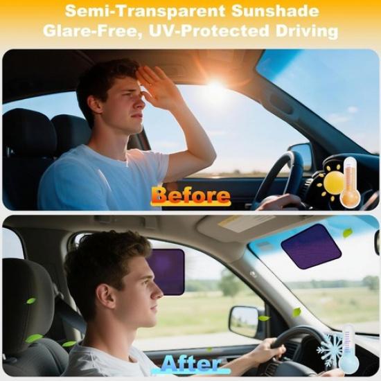 Square Car Window Shades for Side Windshield - 2 Pack Semi-Transparent 9.84x7.09