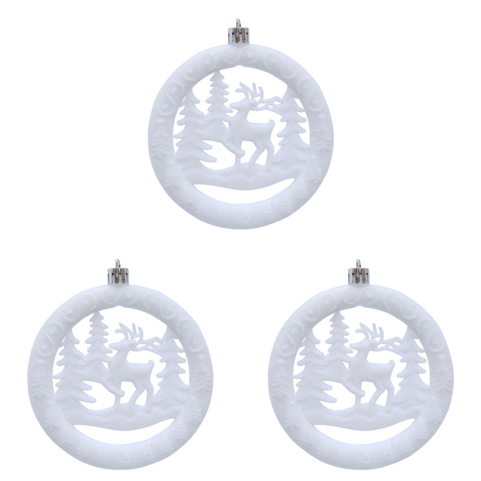 

Набор из 3 флокированных круглых елочных украшений, бархатистая мягкая текстура, многосценовые праздничные подвесные украшения для рождественской вечеринки, дома белый