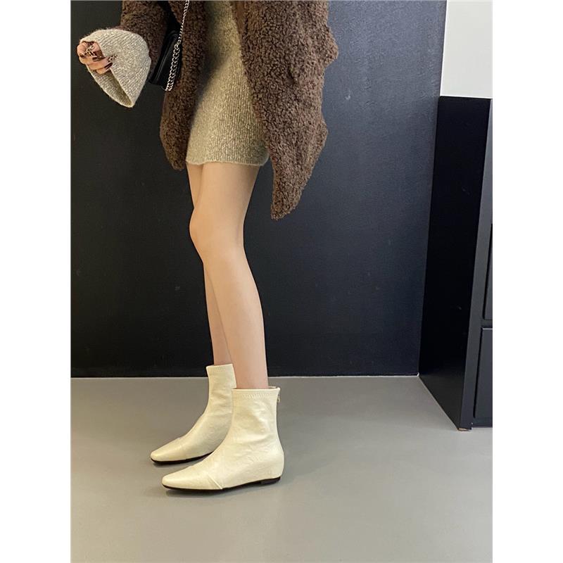 

2025 корейская версия новых белых коротких ботинок, ретро универсальные и простые, с внутренней платформой, на танкетке, с коротким голенищем, темпераментные, маленькие квадратные h 40