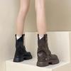 Versatile Coarse Heel Women's Martin Boots Short Boots Autumn and Winter Fashion Design Sense Snow Boots Pants High Heel Stacking Boots Tide