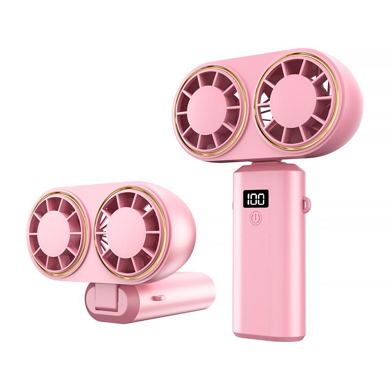 

Новый портативный двухголовочный вентилятор 2025 года, 5 скоростей, регулируемое время автономной работы от 3 до 6 часов розовый