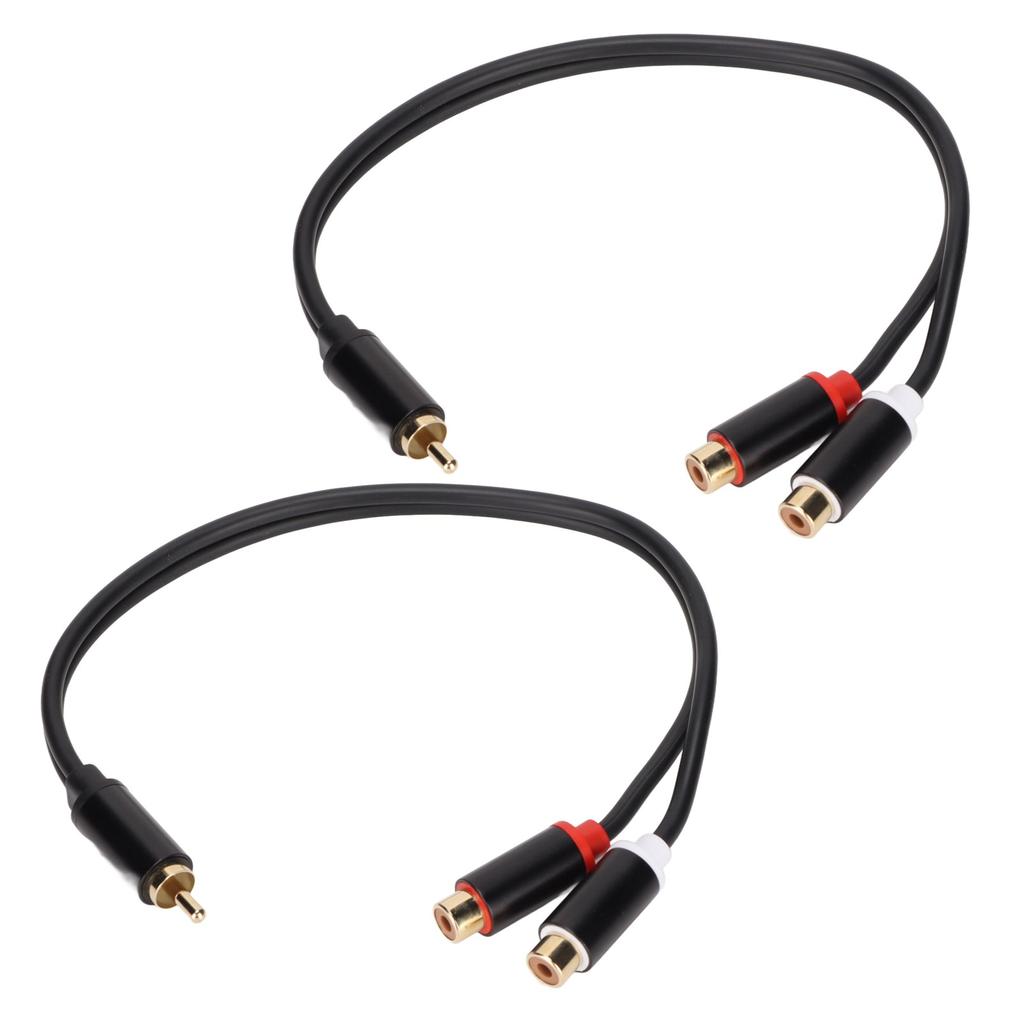 2pcs RCA Splitter Cable 1 Male To 2 Female Stereo Gold Plated RCA Y Adapter Cable for HDTV Subwoofer