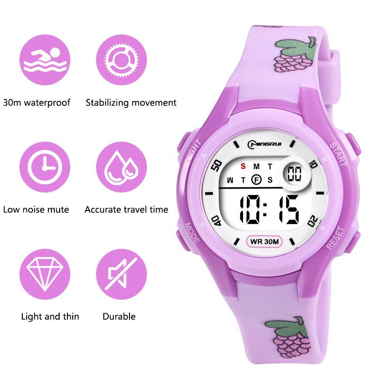 UTHAI Children's Watch Sports Cute Print Card Swimming Waterproof Alarm Clock Boys and Girls Student Kids Electronic Watches