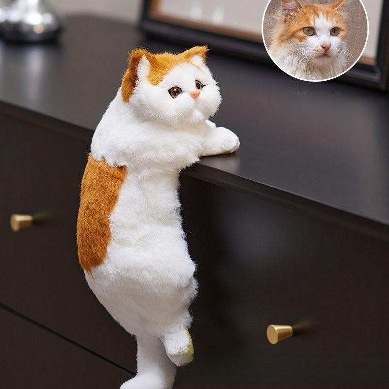 Simulation Hanging Cat Plush Doll, Cute Animal Pendant Ornament for TV Cabinet Air‑Conditioner Home Decor Kids Toy