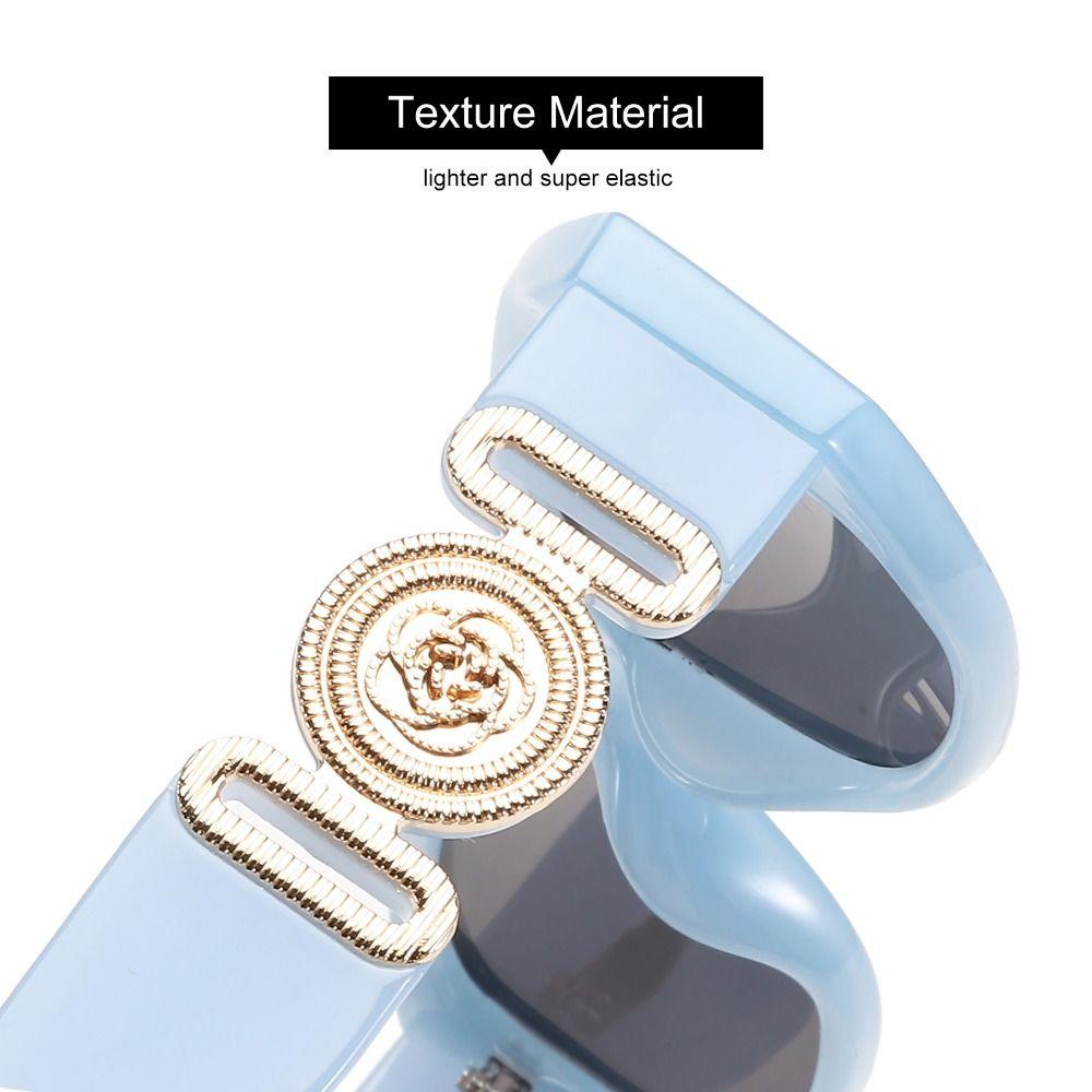 

Thick Frame UV Protection with Metal Rose Design Vintage Shades Sun Glasses Irregular Sunglasses Light Blue-Black Gray