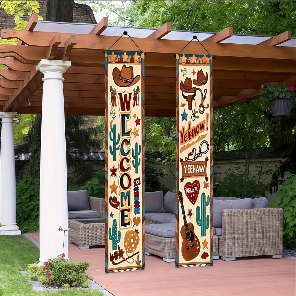 2D Flat, 2pcs 2D Flat Porch Banner Decorations, Household Couplets, Christmas Holiday Party - Outdoor Decor - No Electricity Required, New Year Couple