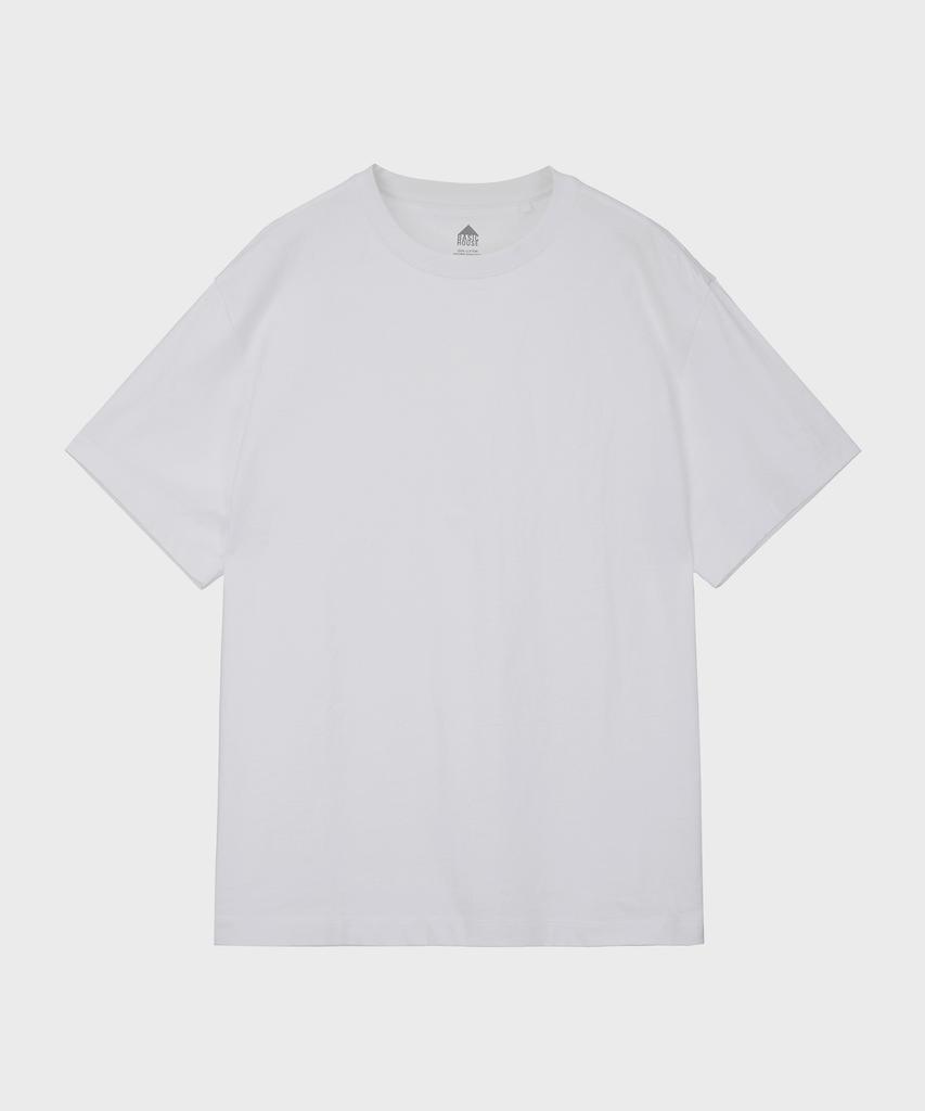 BASIC HOUSE [2Pack] Uni Relaxed Fit Round Neck Short Sleeve T-Shirt 2 Pack (4 Colors) Lats0105 (A Type)