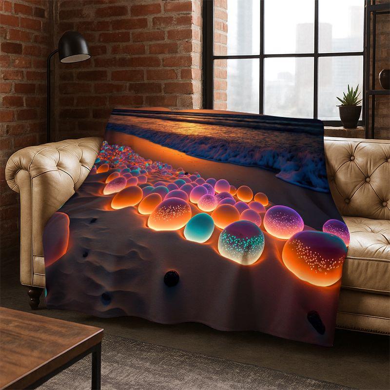 Colorful Pebble Rainbow Cobblestone Stone Flannel Blanket Soft Warm Blanket Throw Blanket for Bedroom Living Room Bed Picnic
