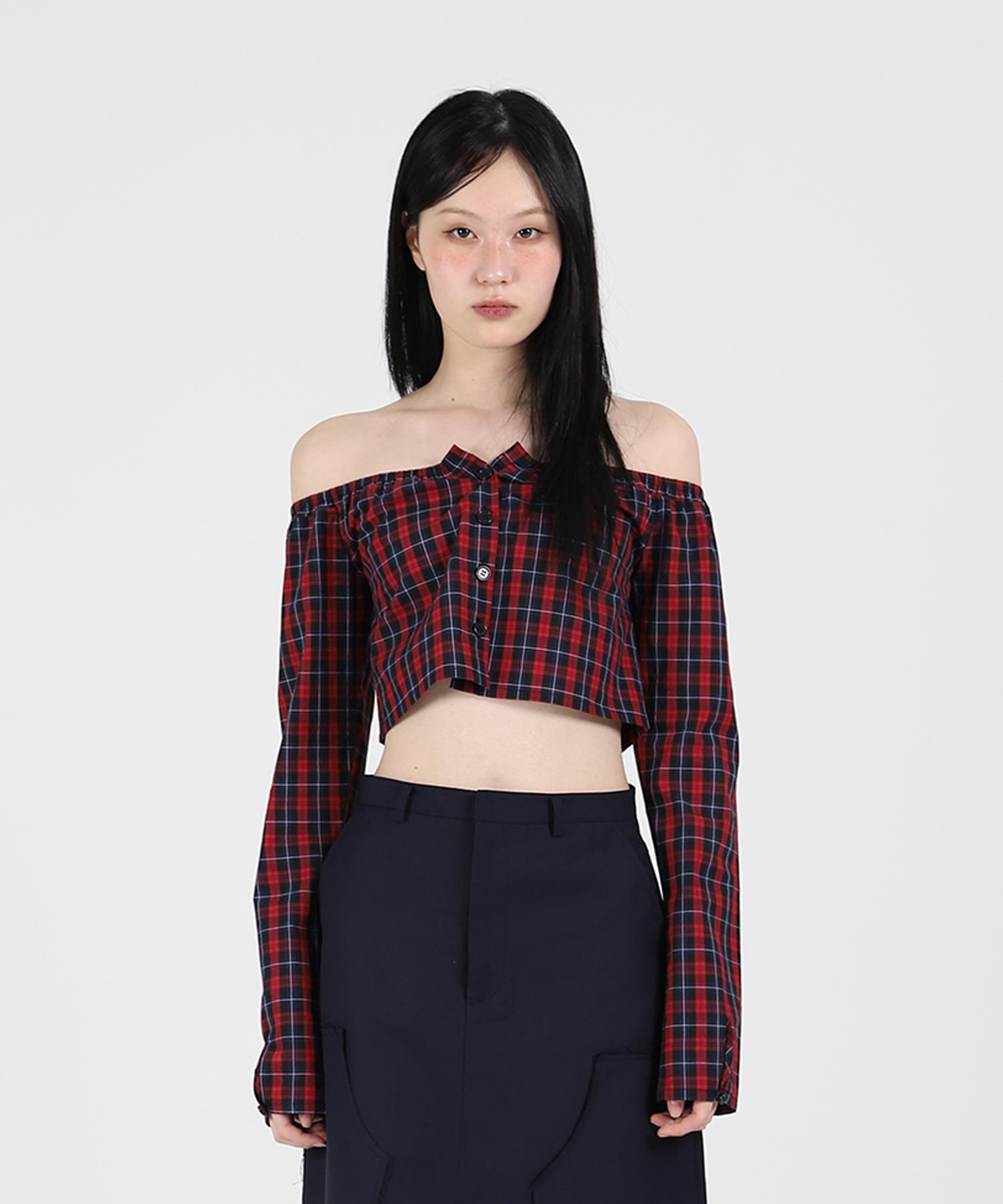 Cotton Rivers Club Halterneck Check Blouse (Red) Check (Red)/S