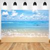 Background Photo with Beach Waves and Sunset, Summer Vacation, Ocean, Beach, Blue Sky, White Cloud, Sand, Photo Shoot