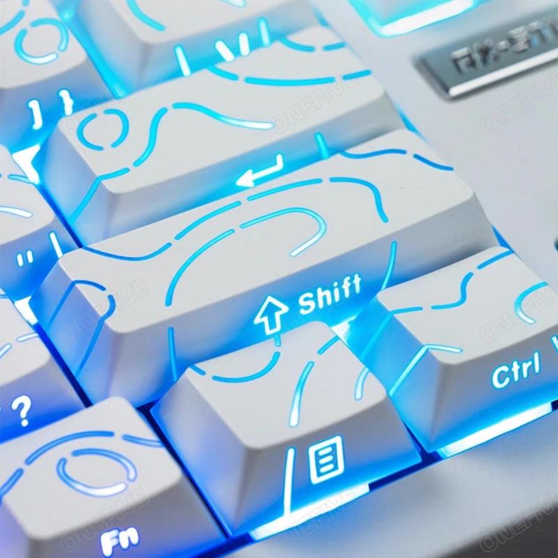 Original Height Side Engraved Keycaps Premium PBT Contour4.0 Theme for 61 64 68 75 84 87 Mechanical Keyboards
