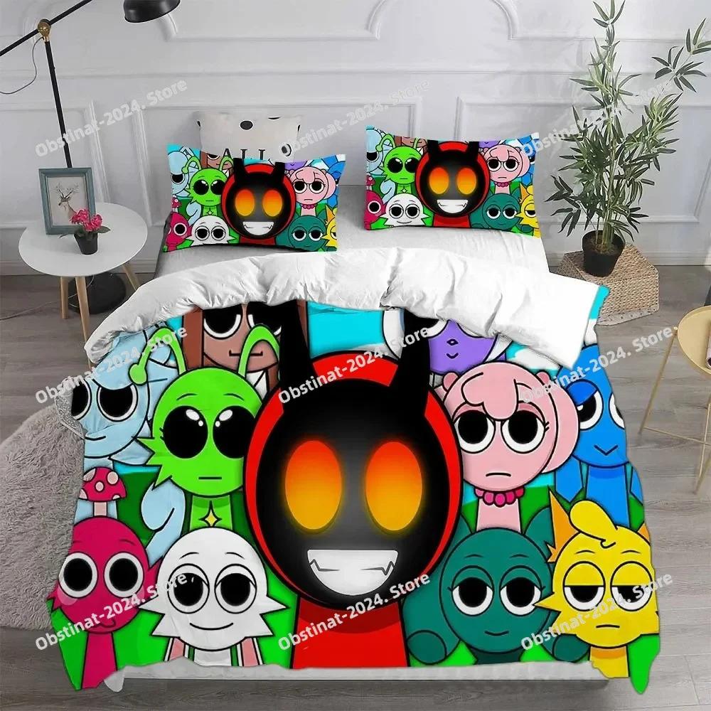 New 3d Print Game Sprunki Bedding Set Printed Bed Set With Pillowcase Bed Duvet Cover Soft Single Double Queen Super King Size