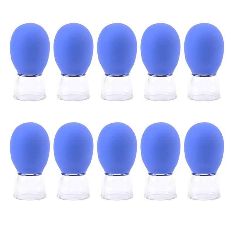 

10Pcs Glass Cupping Set Facials Cupping Cups Glass Silicone Cups Vacuum Suction for Face Skin Back Arm Shoulder Muscle синій