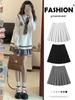Gray High-Waist A-Line Wool Midi Skirt - Spring & Autumn 2025 Women's Slimming College Style