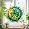 Acrylic Four-Leaf Clover Suncatcher Stained Glass Effect Window Hanging Ornament St. Patrick's Day Gifts