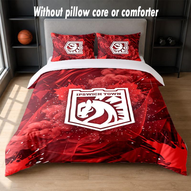 Set Biancheria da Letto Design Calcio Ipswich Town 1 Copripiumino + 2 Federe Morbido Traspirante Biancheria da Letto per la Casa