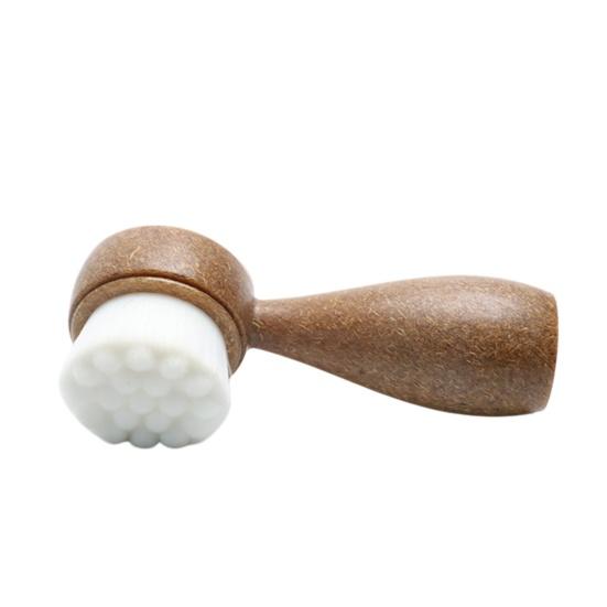 Mini Facial Cleansing Brush Dual-Sided Gentle Exfoliating Brush with Handle Hygienic Skincare Tool for Deep Pore Cleaning