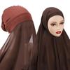 Sofortiger Tudung Bawal Hijab Schal, Einfacher Polyester Weicher Leichter Hoodie für Damen Tägliche Freizeit Raya Kleidung Premium Accessoires