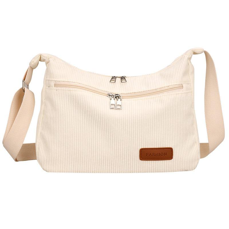Oblique span bag corduroy handbag tote bag new solid color popular striped shoulder bag women's bag tide