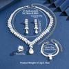 Ins Premium Simple and Versatile Daily Silver Necklace Earrings Bracelet Ring Full Diamond Four Piece Set