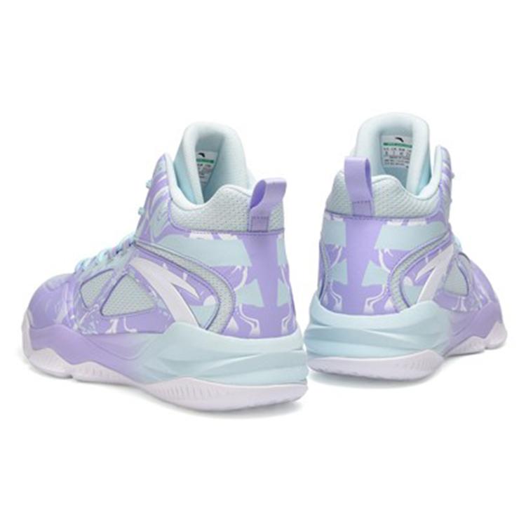 New Anta Link Cloud Cushioning Anti Slip And Wear Resistant High Top Performance Basketball Shoes Purple Blue White 112141649S-1